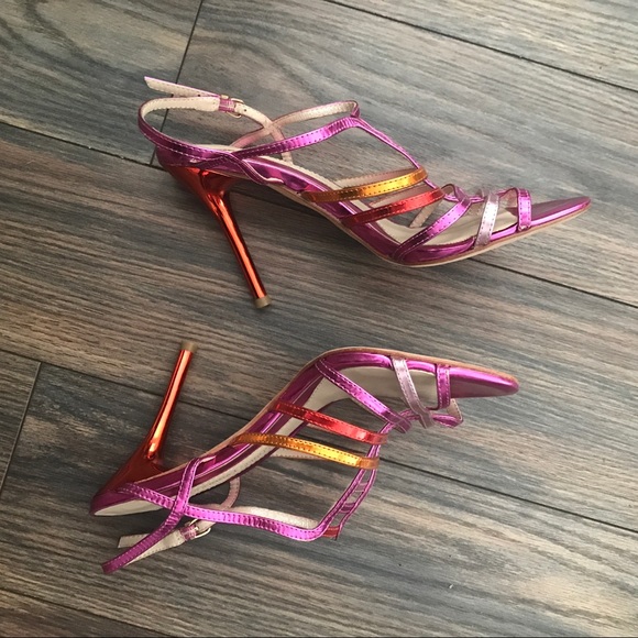 Pink Carolinna Espinosa Perna Strappy Heels Size 6 - Picture 7 of 8